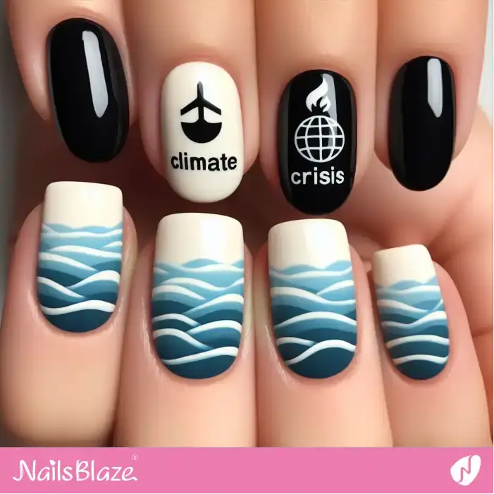 Sea-level Rise Caused by Climate Change | Climate Crisis Nails - NB3196